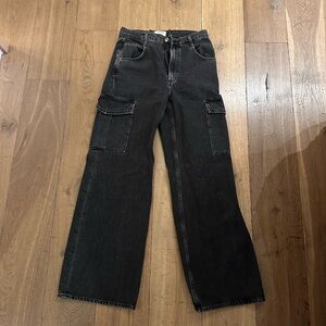 Agolde Black Flare Wide Leg Jeans